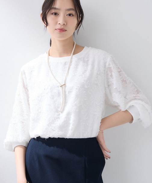 【華やか】シアージャカードブラウス