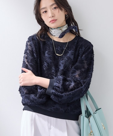 【華やか】シアージャカードブラウス