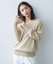 【アンサンブル可/洗える】シアーVネックニット