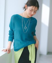 【古畑星夏さん着用/8色展開/程よい透け感】ドライタッチボートネックニット