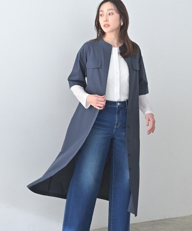 【洗える/前開きボタン】シャンブレーシャツワンピース