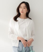 【9色展開/アンサンブル可】コットンクルーネックカーディガン