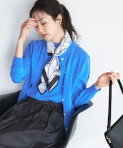 【9色展開/アンサンブル可】コットンクルーネックカーディガン