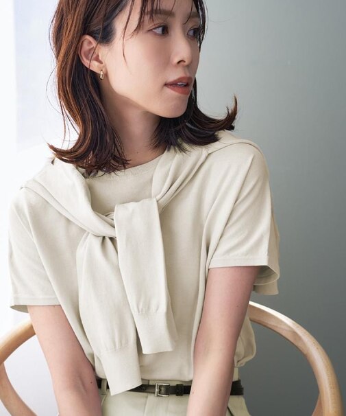 【9色展開/アンサンブル可/洗える】コットンベーシックニット