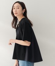 【洗える/Tシャツ】異素材ドッキングプルオーバー