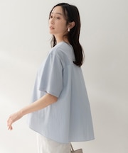 【洗える/Tシャツ】異素材ドッキングプルオーバー