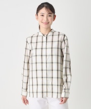 オンブレチェックバンドカラーシャツ