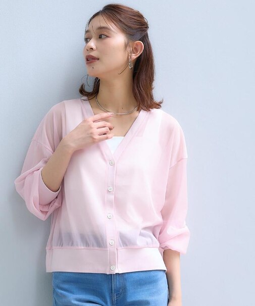 【7色展開/ゆったり/ショート丈】シアートリコットカーディガン