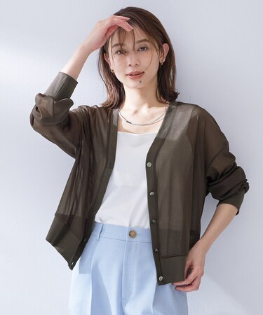 【7色展開/ゆったり/ショート丈】シアートリコットカーディガン
