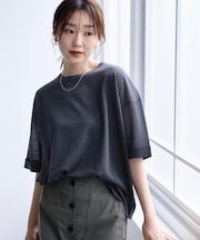 【アンサンブル可/Tシャツ風/ゆったり】リラックスニットトップス