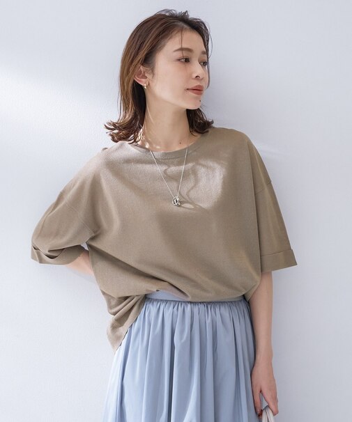 【アンサンブル可/Tシャツ風/ゆったり】リラックスニットトップス
