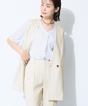 【SETUP可能／快適／シワになりにくい】リネンライクジレ