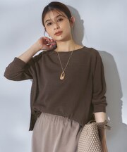 【ゆったり/リラクシー】リネンボートネックプルオーバー