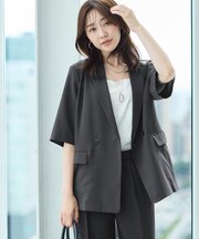 【秋の通勤羽織/セットアップ可/UVカット】エアリークール半袖ジャケット