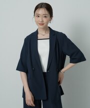 【秋の通勤羽織/セットアップ可/UVカット】エアリークール半袖ジャケット