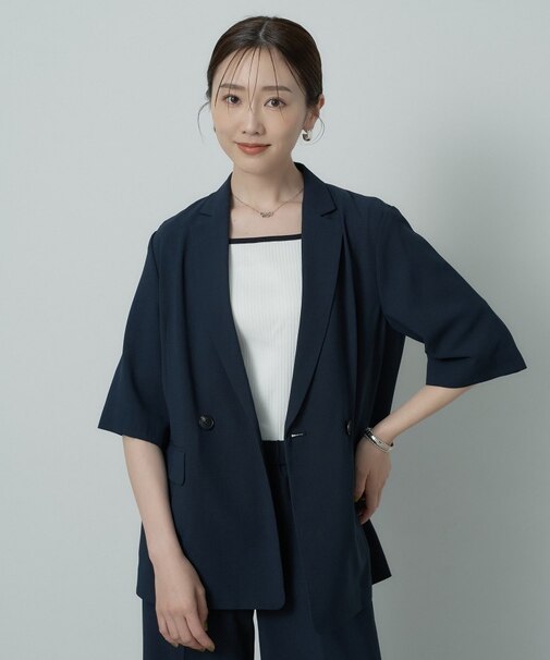 【秋の通勤羽織/セットアップ可/UVカット】エアリークール半袖ジャケット