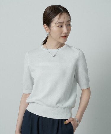 【アンサンブル可】ラメ混クルーネックプルオーバー
