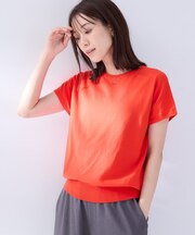 【洗える／アンサンブル可】コットンクルーベーシックプルオーバーニット