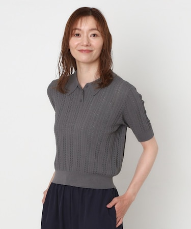 透かし編みポロニット