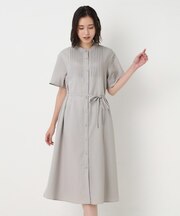 接触冷感バンドカラータックシャツ
