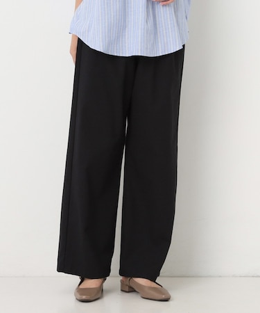 綿麻ギャザーストレートパンツ