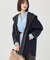 【ウール混／配色／ゆったり】ミドル丈リバーフーディコート