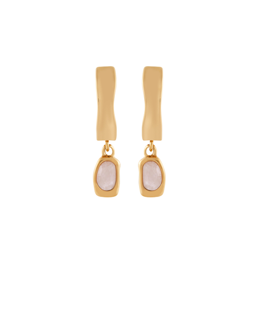 Anja Rose Quartz Gold-Tone Stainless Steel Hoop Earrings SKJ1864710