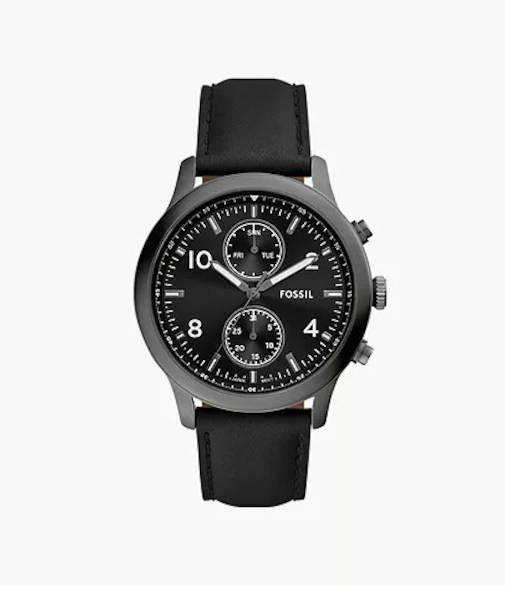 45mm BENNETT マルチファンクション ブラックレザーウォッチ