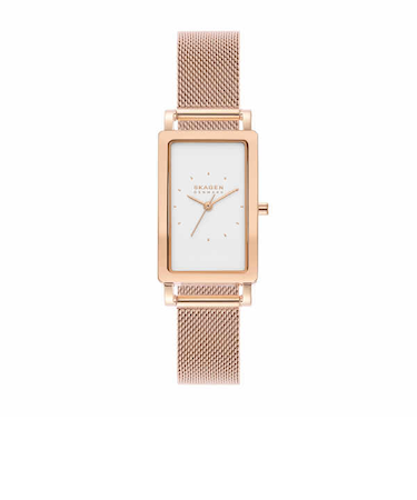 HAGEN LILLE 三針 ローズゴールドトーン ステンレススチール メッシュ タンクウォッチ