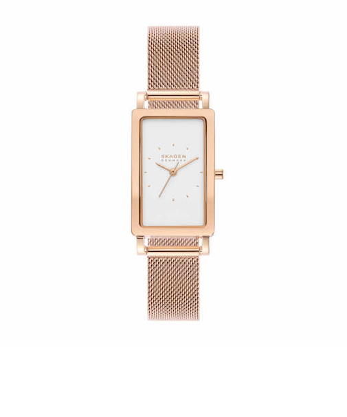 HAGEN LILLE 三針 ローズゴールドトーン ステンレススチール メッシュ タンクウォッチ