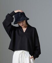 裏起毛ダンボールカットキーネックトップス（セットアップ可）