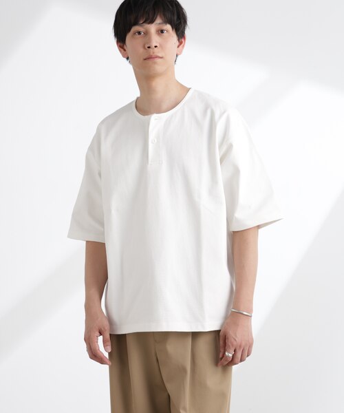 美品　Ron Herman 半袖ヘンリーネックTシャツ　L ホワイト RON HERMAN ロンハーマン×スタンダードカリフォルニア 半袖
