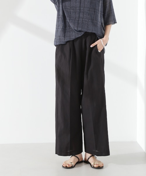 Always ブラック XL パンツ 綿麻COOLMAXイージタックパンツ(セットアップ可)｜ナノ_ユニバースの