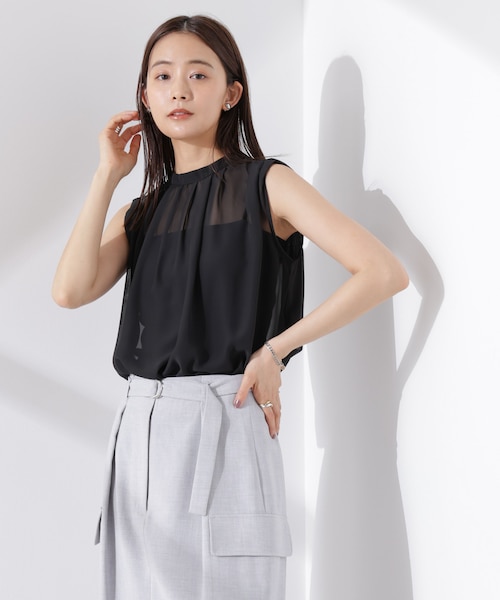 新品✨ノコオーノ　ティアードシアーブラウス　コサージュ　ブラック　Mサイズ 新品✨ノコオーノ ティアードシアーブラウス コサージュ