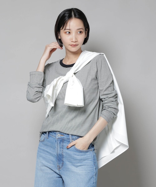 ミジンボーダーロングスリーブTシャツ｜ナノ_ユニバースの