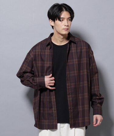 ビッグドレープチェックシャツ 長袖