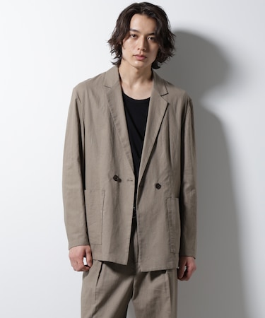 「BELGIUM LINEN FABRICS」リネンコットンダブルジャケット(セットアップ可)