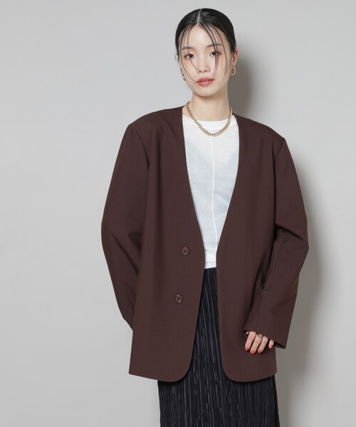 カラーレスワイドショルダージャケット(セットアップ可)｜ナノ_