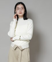 ハイネックリブニットトップス