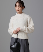 ラメブークレ雫パールニット