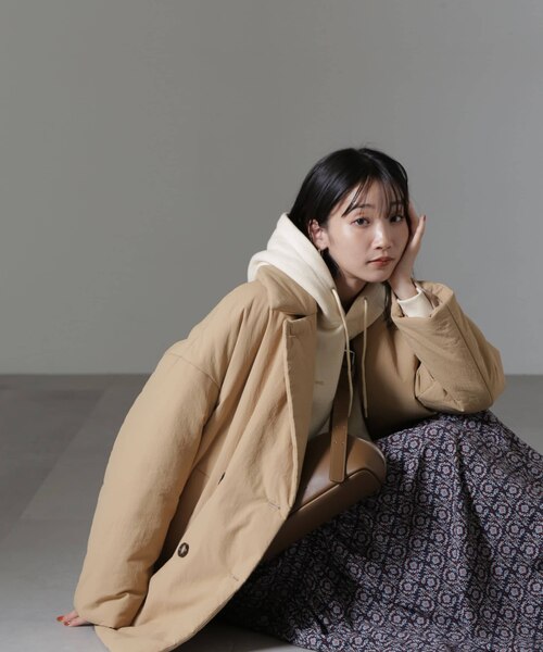 2way中綿アウター　カシミアベージュ　レギュラー丈　RATA 撥水】タフタ中綿ブルゾン（中綿コート） | THE SHOP TK(Women)（ザ
