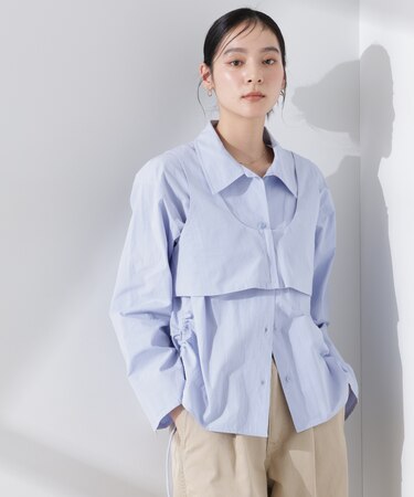 ビスチェセットドロストワイドコットンシャツ