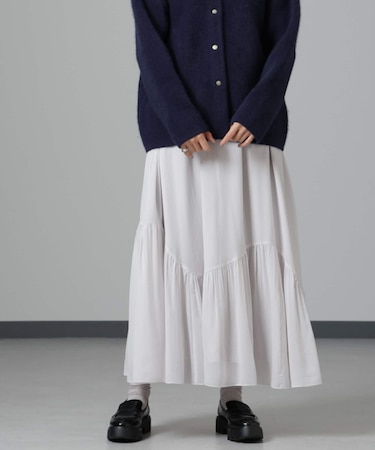 アシメティアードシフォンギャザースカート