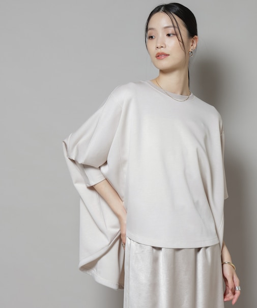 ドルマンスリーブバックドロストヘムカットプルオーバー