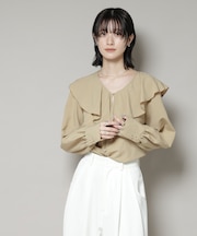 ビンテージポプリンラッフルカラーブラウス