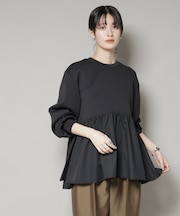 布帛コンビペプラムカットトップス