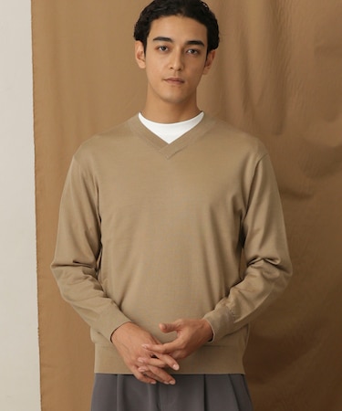 「毛玉レスニット」 ファインゲージVネック