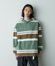 ｢HOTEL PALACE｣ オテルパラス レトロボーダーストーンウォッシュフーディーパーカー