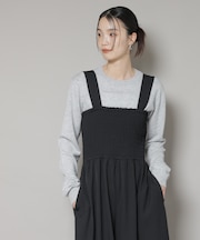 クルーネックカシミヤ混ニットプルオーバー