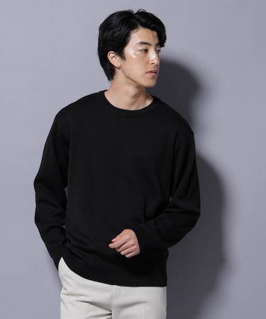 タスマニアウールミックス ミラノリブリラックスクルーネックニット